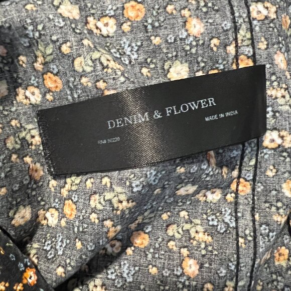 Denim & Flower Floral 100% Cotton Short-Sleeve Button-Up SZ Lrg - Picture 3 of 16